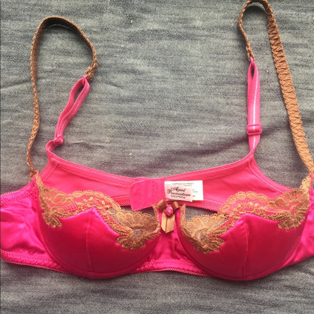 Agent Provocateur Pink Lacy Balconette Bra 34C